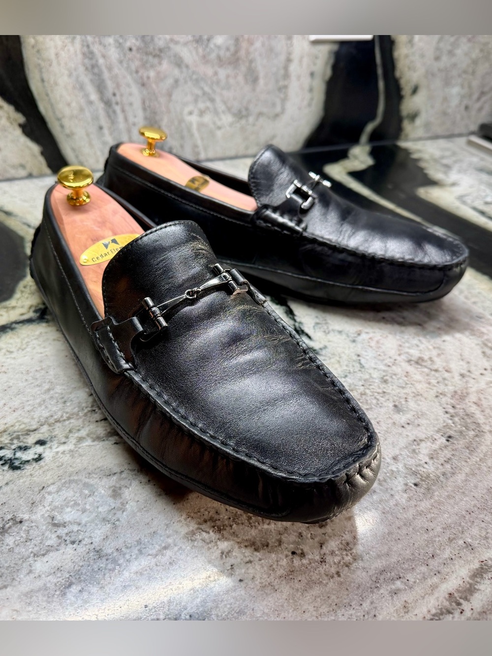 Cole Haan Black Leather Bit Driver Loafers Men’s 9.5 M Horsebit Driving Shoes
